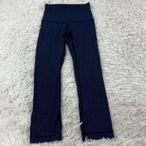 Lululemon Wunder Under Crop Luxtreme Score Jacquard Black Cerulean Blue